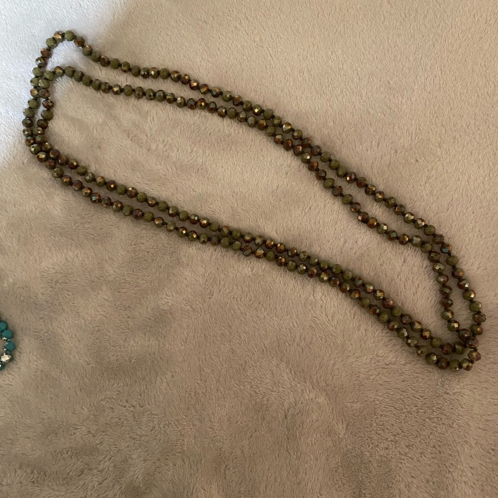Army green beaded necklace